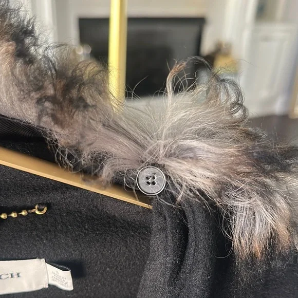 Coach Charcoal Coat with Faux Fur Collar - Picture 5 of 6